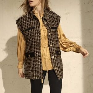 Mos Mosh Women's Textured Tweed Vest, Timeless, Posh Style Statement "Old Money"